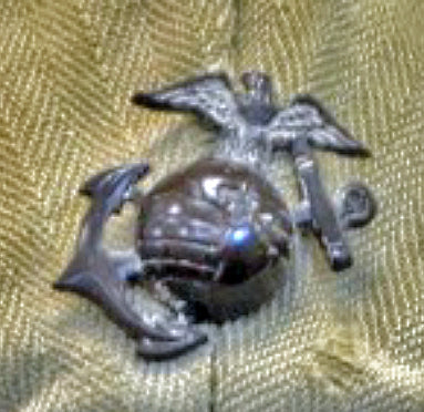 US USMC WW2 Cotton HBT Field Cap with Printed EGA, Vintage Original, Nice Condition. tropical with Metal EGA Insignia
