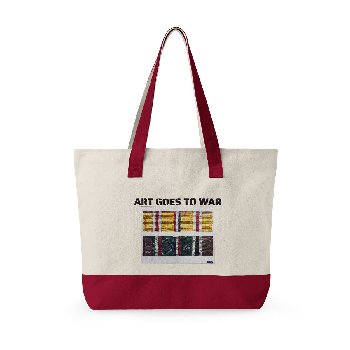 Canvas Tote — "Art Goes to War" Graphic Zippered Tote Bag - Art goes to War