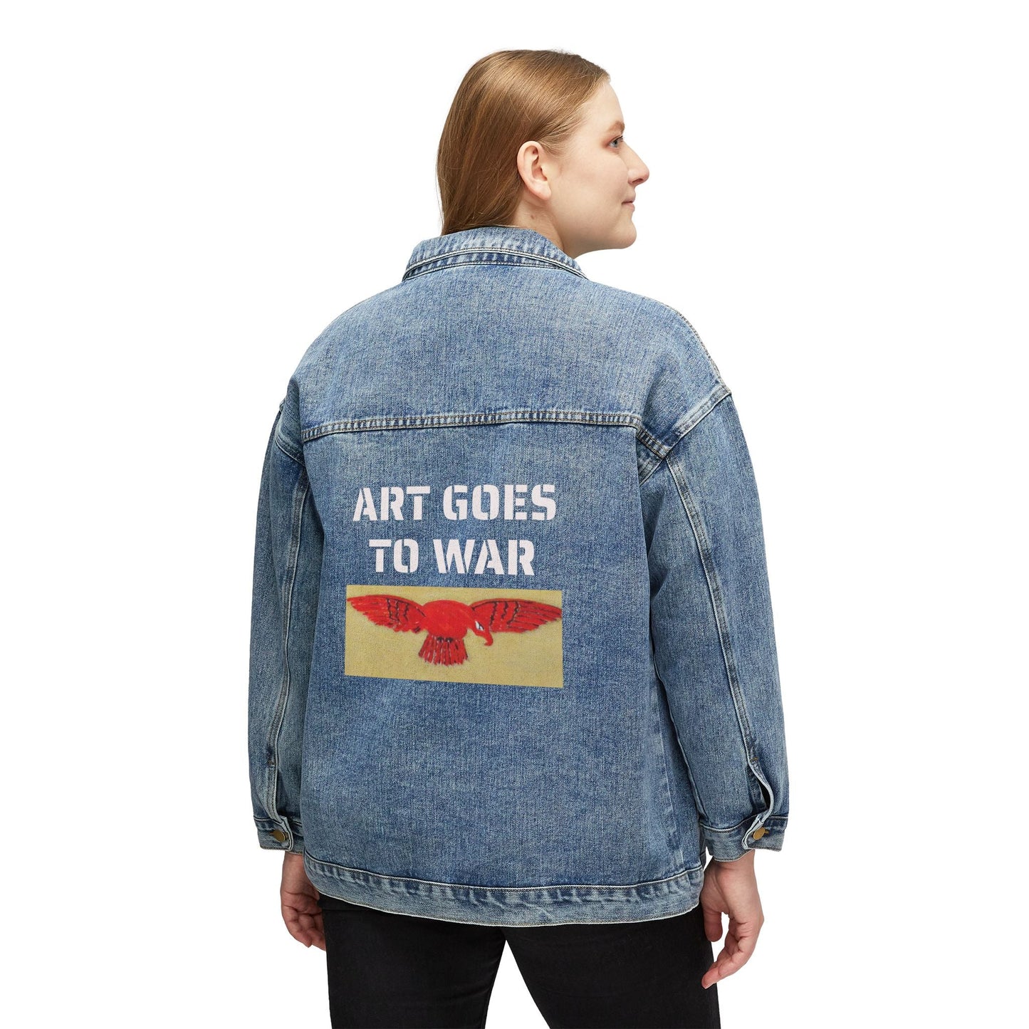 Denim Jacket - "ART GOES TO WAR" Graphic Back Patch - Art goes to War