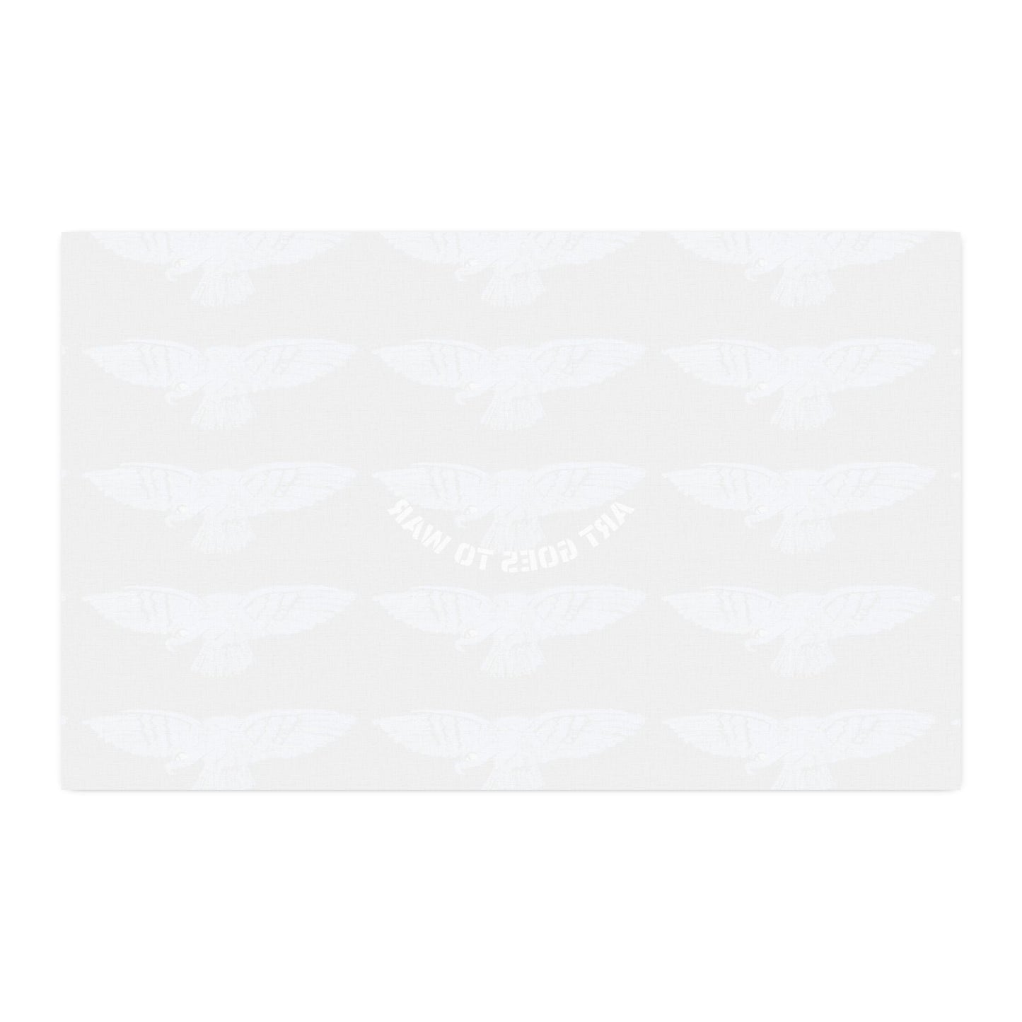 Faux Linen Fabric Yardage — Blue Dove Repeat Print with "Art Goes to War" Accent - Art goes to War