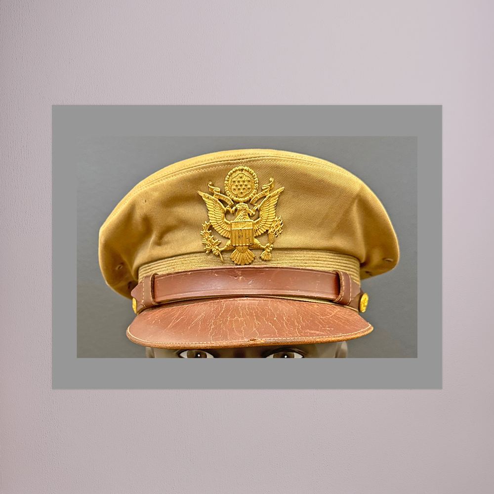 US Army Air Force, USAAF Tropical (light) Crusher Pilot Officer WW2 Visor Cap. Photograph - Art goes to War