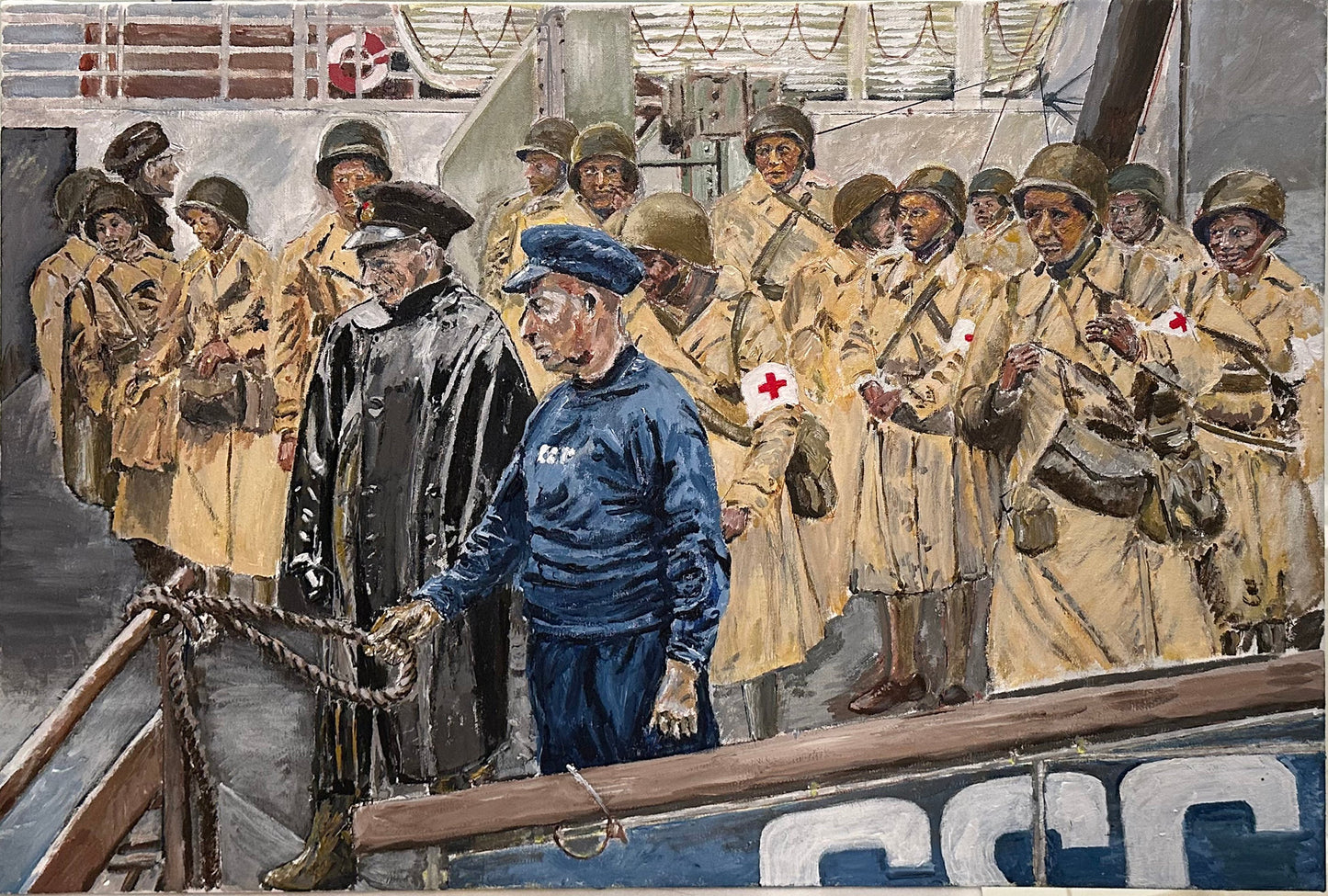 US Army Nurses, Disembark at Greenock, Scotland August 15, 1944. - Art goes to War