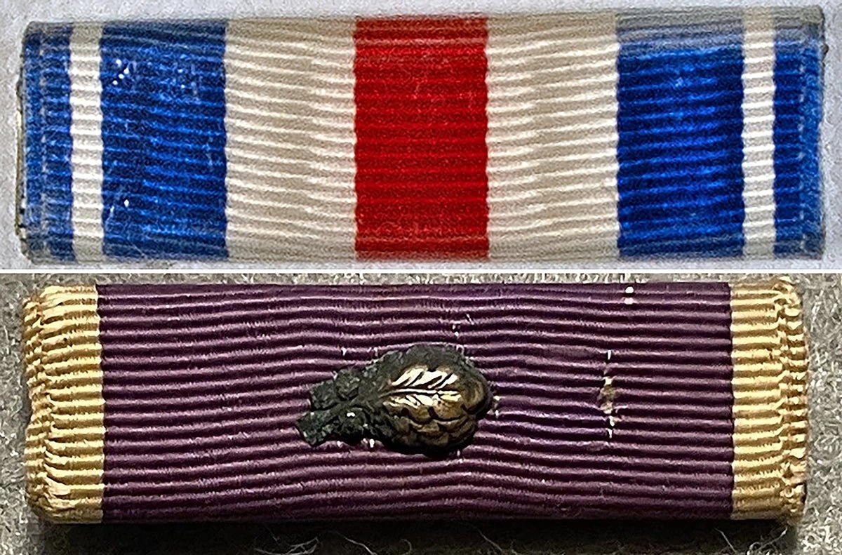 US WW2 Medal Ribbon Bar 4. Silver Star & Purple Heart. Photograph - Art goes to War