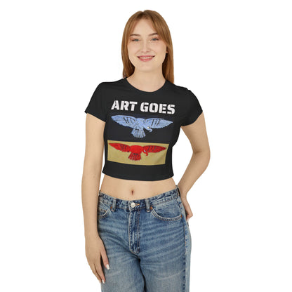 Tee. Graphic Baby Tee — "Art Goes to War" Red & Blue Eagle