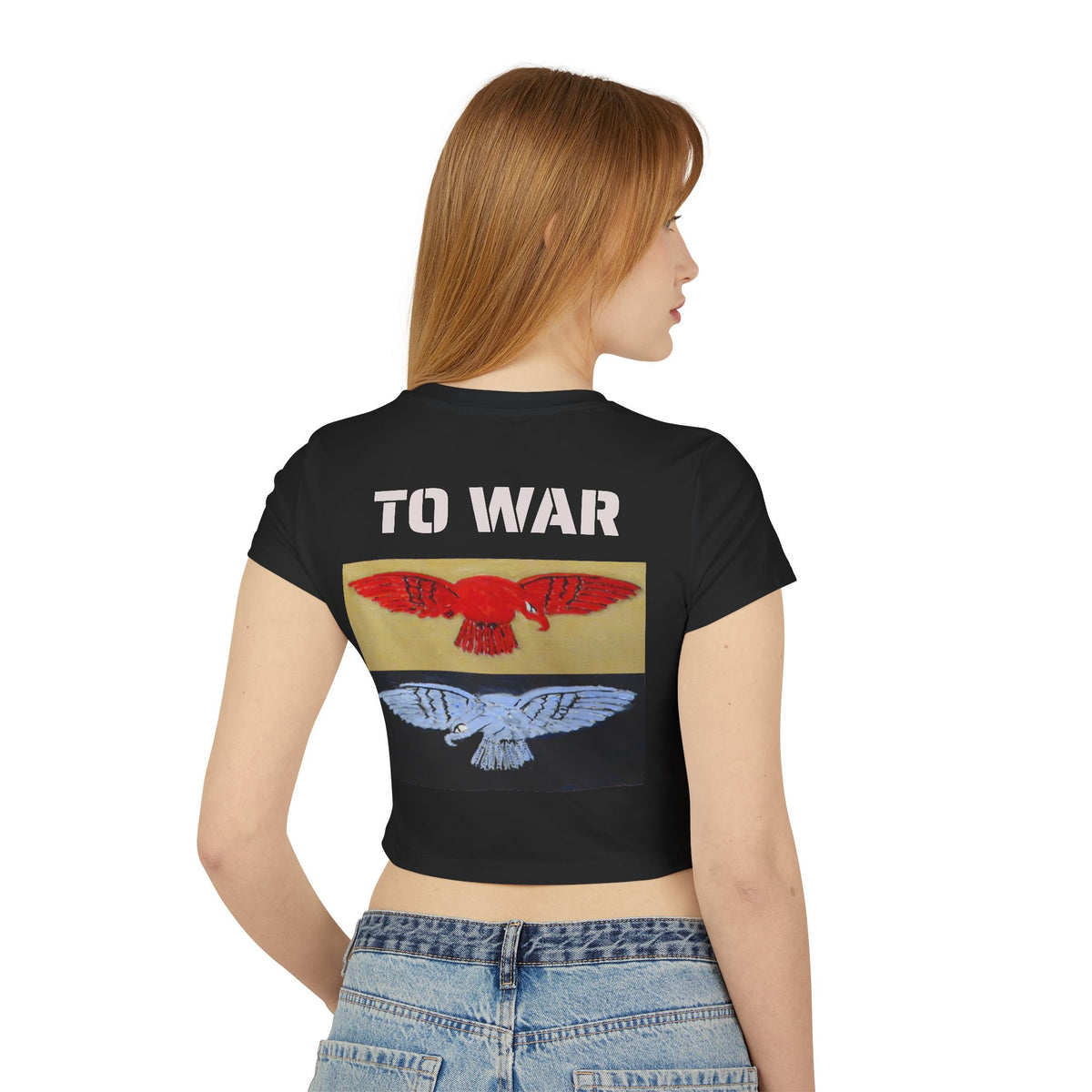 Tee. Graphic Baby Tee — "Art Goes to War" Red & Blue Eagle