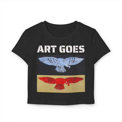 Tee. Graphic Baby Tee — "Art Goes to War" Red & Blue Eagle