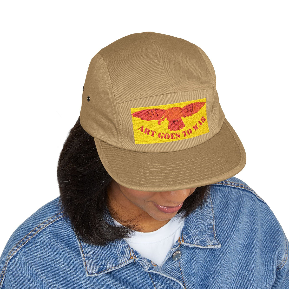 5-Panel Cap — Embroidered 'Art Goes to War' Eagle Patch — product photograph