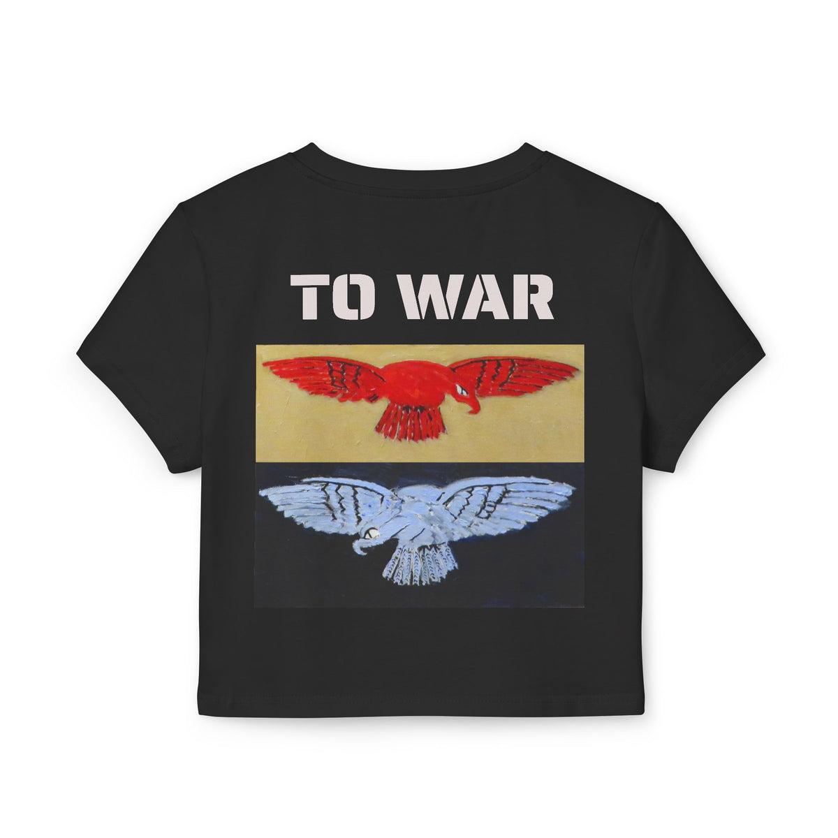 Tee. Graphic Baby Tee — "Art Goes to War" Red & Blue Eagle