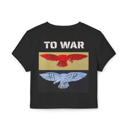 Tee. Graphic Baby Tee — "Art Goes to War" Red & Blue Eagle