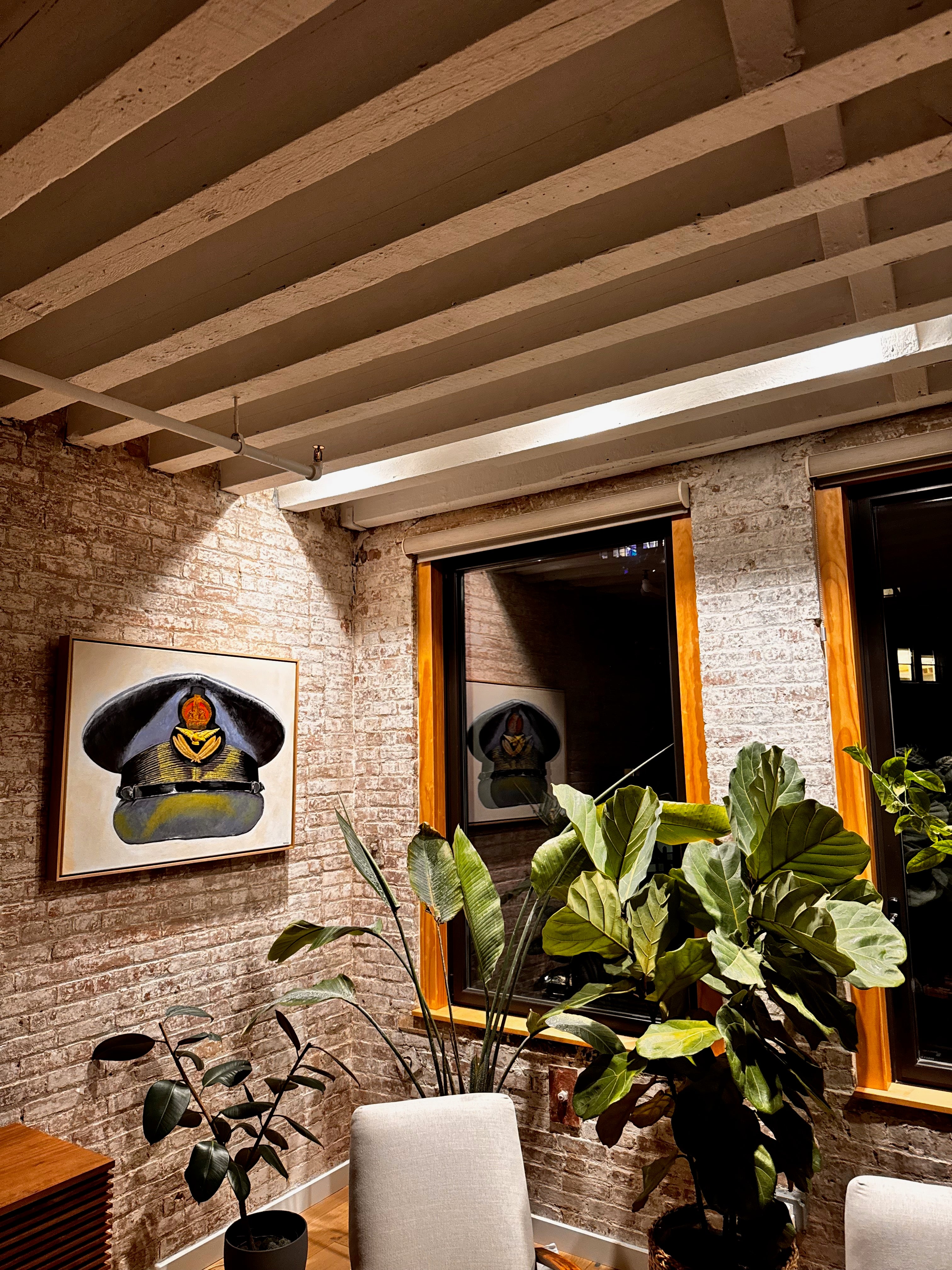 WW2 RAF Pilot Officer Visor Cap Painting - Boscombe Down 30x40