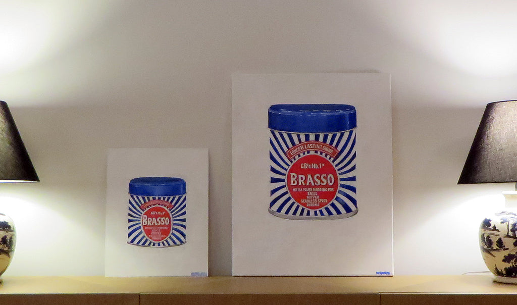 Painting, Brand, Brasso Metal Polish Wadding, GB's No. 1*. 14"x18" acrylic on canvas panel.