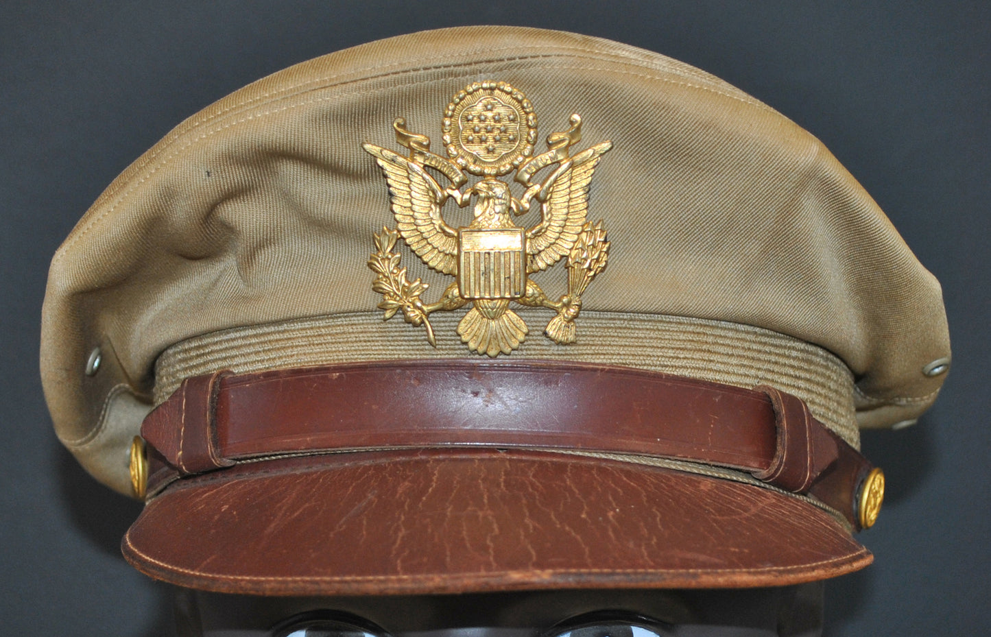 US Army Air Force, USAAF Crusher Pilot Officer WW2 Visor Cap 10"x8" Archival Paper, Original Photograph, unframed.