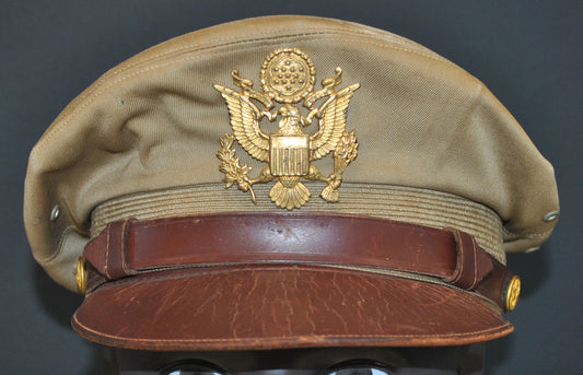 US Army Air Force, USAAF Crusher Pilot Officer WW2 Visor Cap 10"x8" Archival Paper, Original Photograph, unframed.