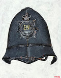 Painting, Helmet, Police Constable Hertfordshire Constabulary Police Helmet Black, Great Britain.16"x20" acrylic on canvas panel.