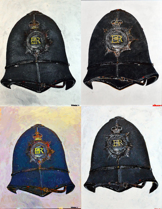 United Kingdom Bobby Helmet. Combination of images on canvas. Art Print