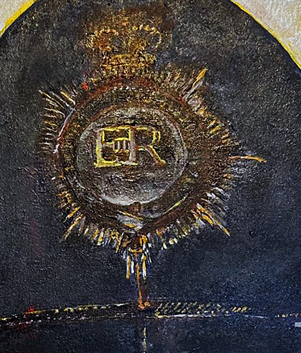 Painting, Helmet, Police Constable Hertfordshire Constabulary Police Helmet Black, dark version, Great Britain. 16"x20" acrylic on canvas panel.