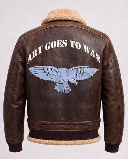 Bomber Jacket with custom image under "ART GOES TO WAR"