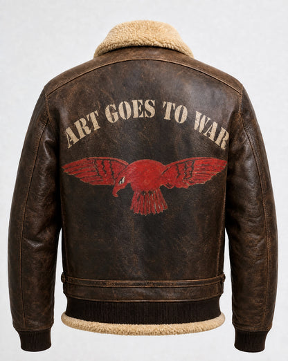 Bomber Jacket with custom image under "ART GOES TO WAR"