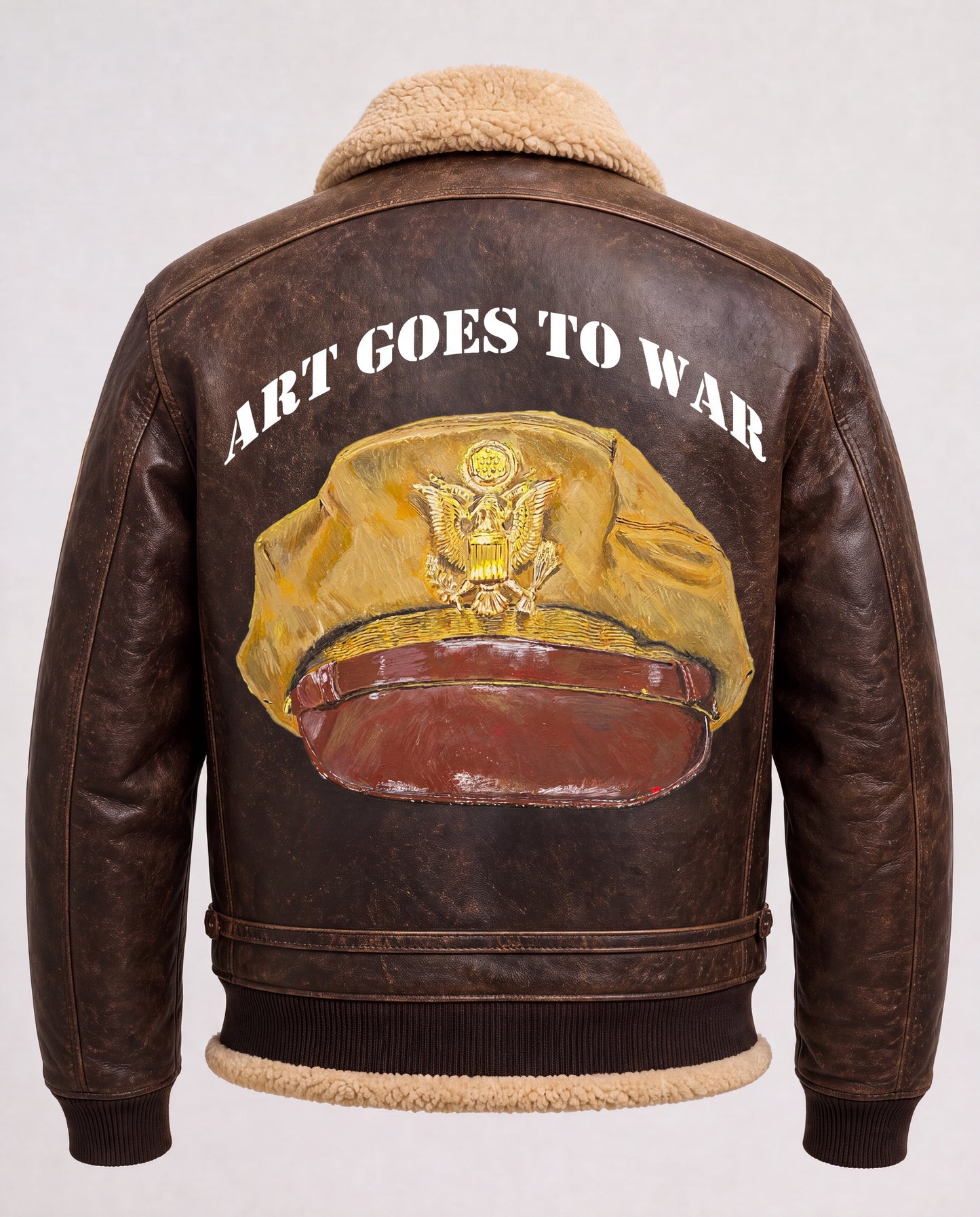 Bomber Jacket with custom image under "ART GOES TO WAR"
