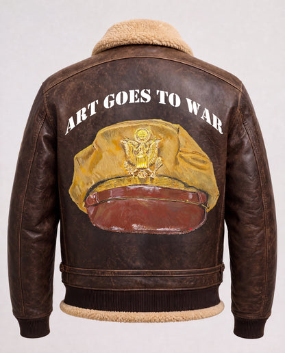 Bomber Jacket with custom image under "ART GOES TO WAR"