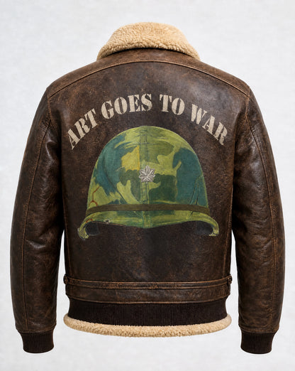 Bomber Jacket with custom image under "ART GOES TO WAR"