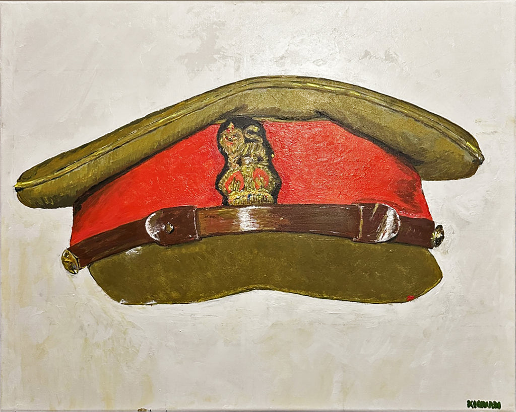 Painting, Royal Air Force, RAF, Ordinary Airman Visor Cap WW2. 22"x28"x1/2" acrylic on canvas.