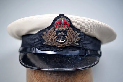 UK British Royal Navy WW2 White Top Officer Visor Cap