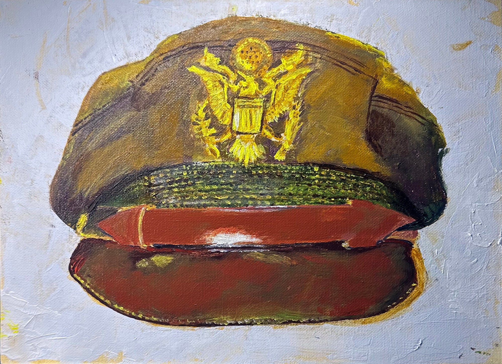Painting, Royal Air Force, RAF, Ordinary Airman Visor Cap WW2. 22"x28"x1/2" acrylic on canvas.