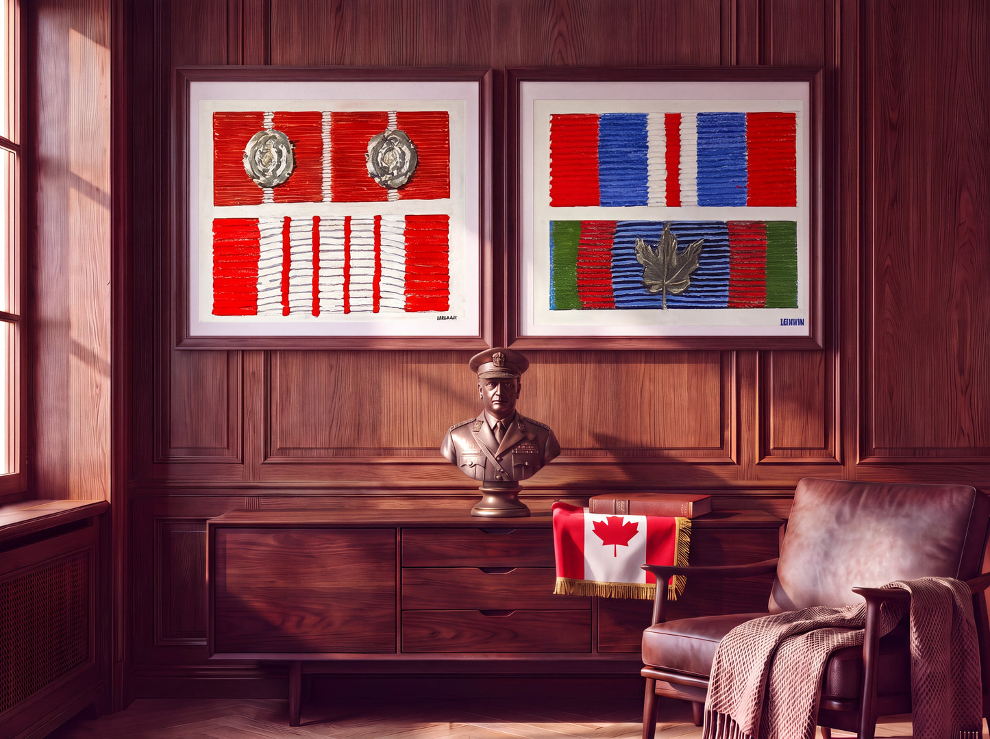 Series of Eight WW2 US Army  Medal Ribbons. Art Print.