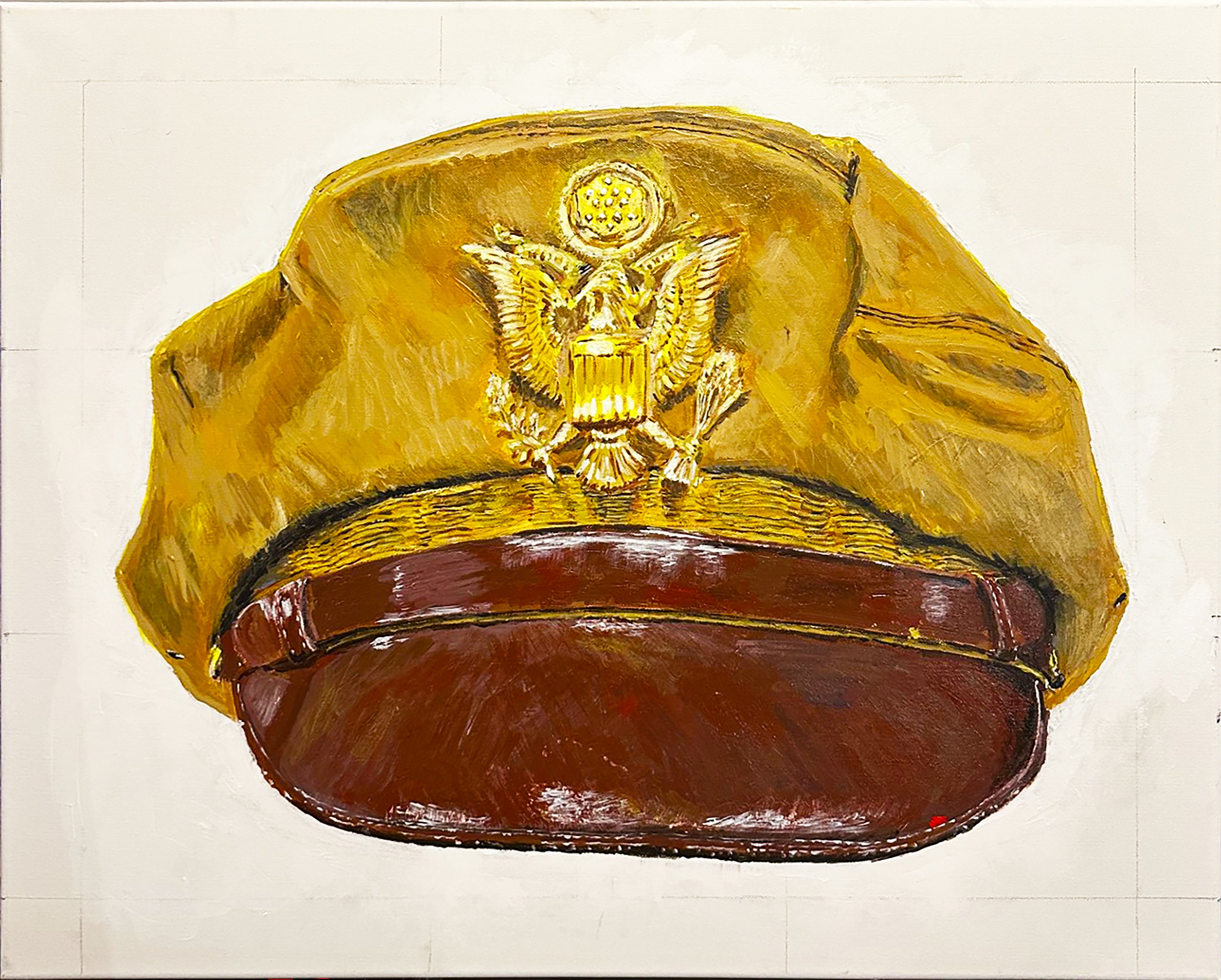 Painting, USAAF Bancroft Flighter Crusher Cap WW2. Acrylic on Canvas. Tropical version. 24"x 30"x1/2" acrylic on canvas.