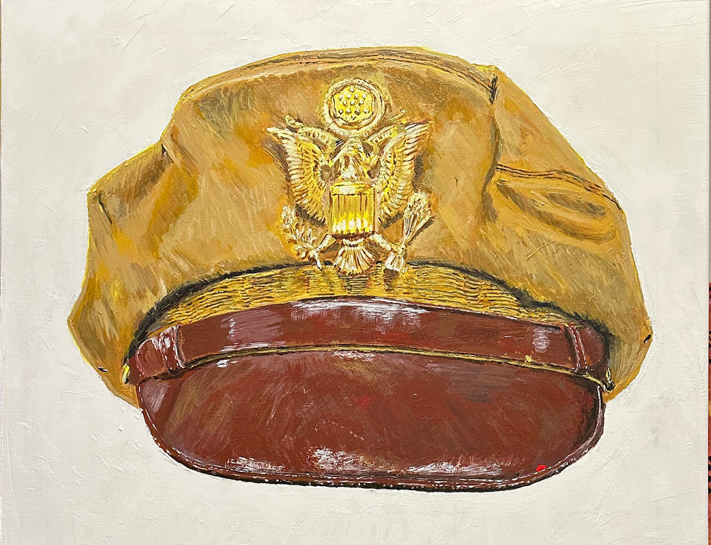 Painting, Royal Air Force, RAF, Ordinary Airman Visor Cap WW2. 22"x28"x1/2" acrylic on canvas.
