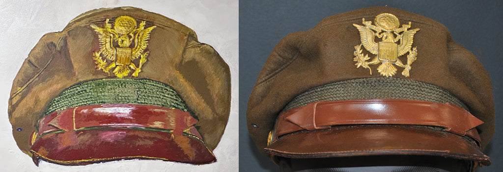 Painting, Royal Air Force, RAF, Ordinary Airman Visor Cap WW2. 22"x28"x1/2" acrylic on canvas.