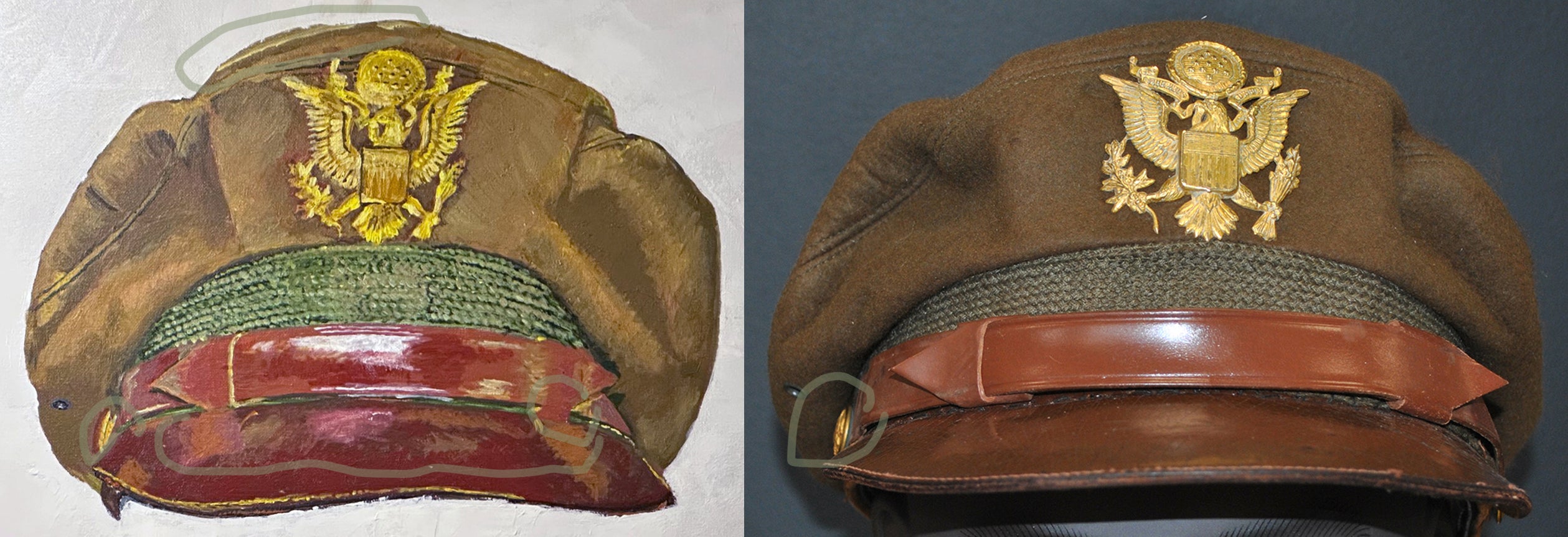 Painting, Royal Air Force, RAF, Ordinary Airman Visor Cap WW2. 22"x28"x1/2" acrylic on canvas.