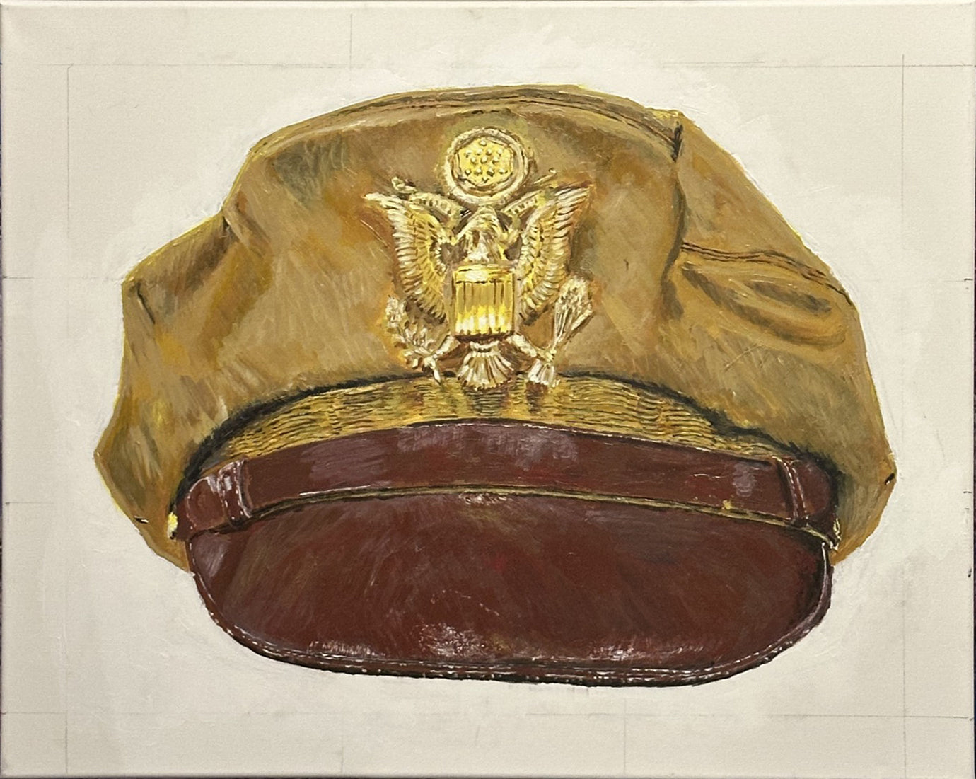Painting, Royal Air Force, RAF, Ordinary Airman Visor Cap WW2. 22"x28"x1/2" acrylic on canvas.