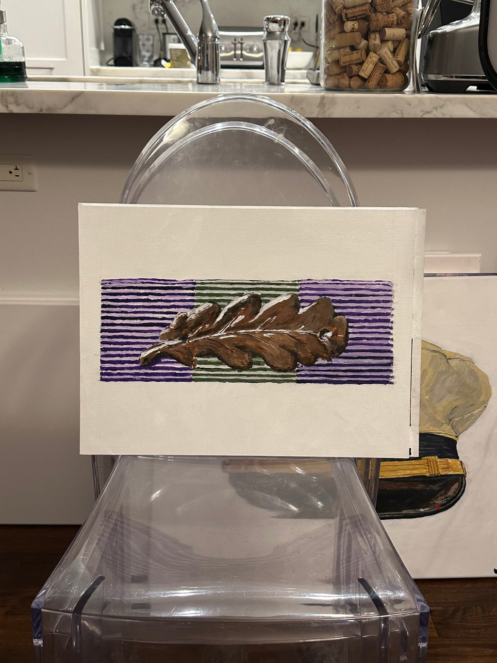 Painting, Royal Air Force, RAF, Ordinary Airman Visor Cap WW2. 22"x28"x1/2" acrylic on canvas.