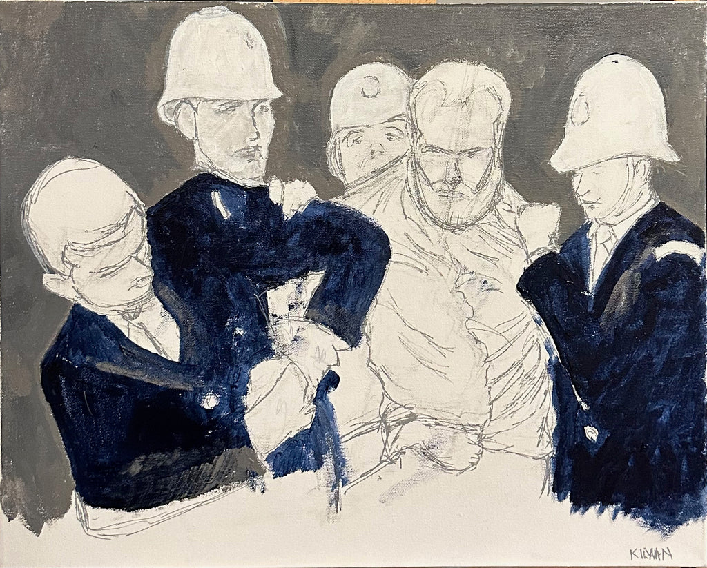 New Zealand Police Hustle Bearded Demonstrator Jan 1967 - 16x20