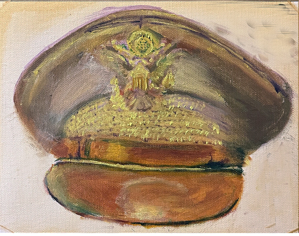 Painting, Royal Air Force, RAF, Ordinary Airman Visor Cap WW2. 22"x28"x1/2" acrylic on canvas.