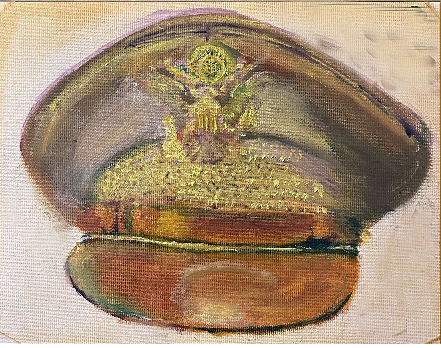 Painting, Royal Air Force, RAF, Ordinary Airman Visor Cap WW2. 22"x28"x1/2" acrylic on canvas.