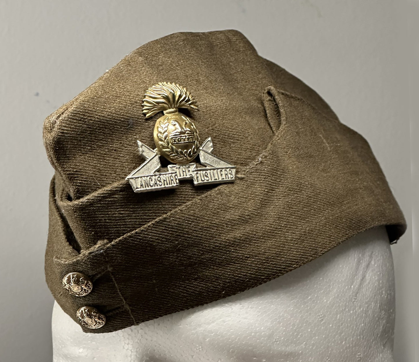 Garrison Cap. Lancashire Fusiliers, WW2 Side Cap 10"x8" Archival Paper, Original Photograph, unframed. Custom sizes and framing available.