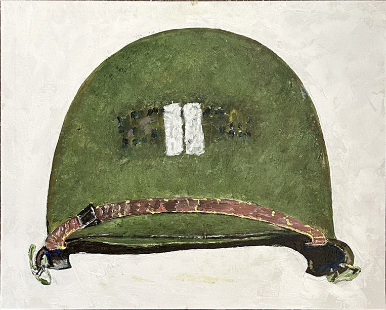 Painting, Helmet, M1 Helmet "Captain Ryan" WW2 Captain US Navy. 16"x20" acrylic on canvas panel.
