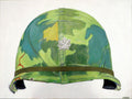 Painting, Helmet, M1 Helmet with Mitchell Camouflage Cover, Lt. Col. Vietnam Era, 1959.  30"H x 40"W x 1 13/16" acrylic on canvas.