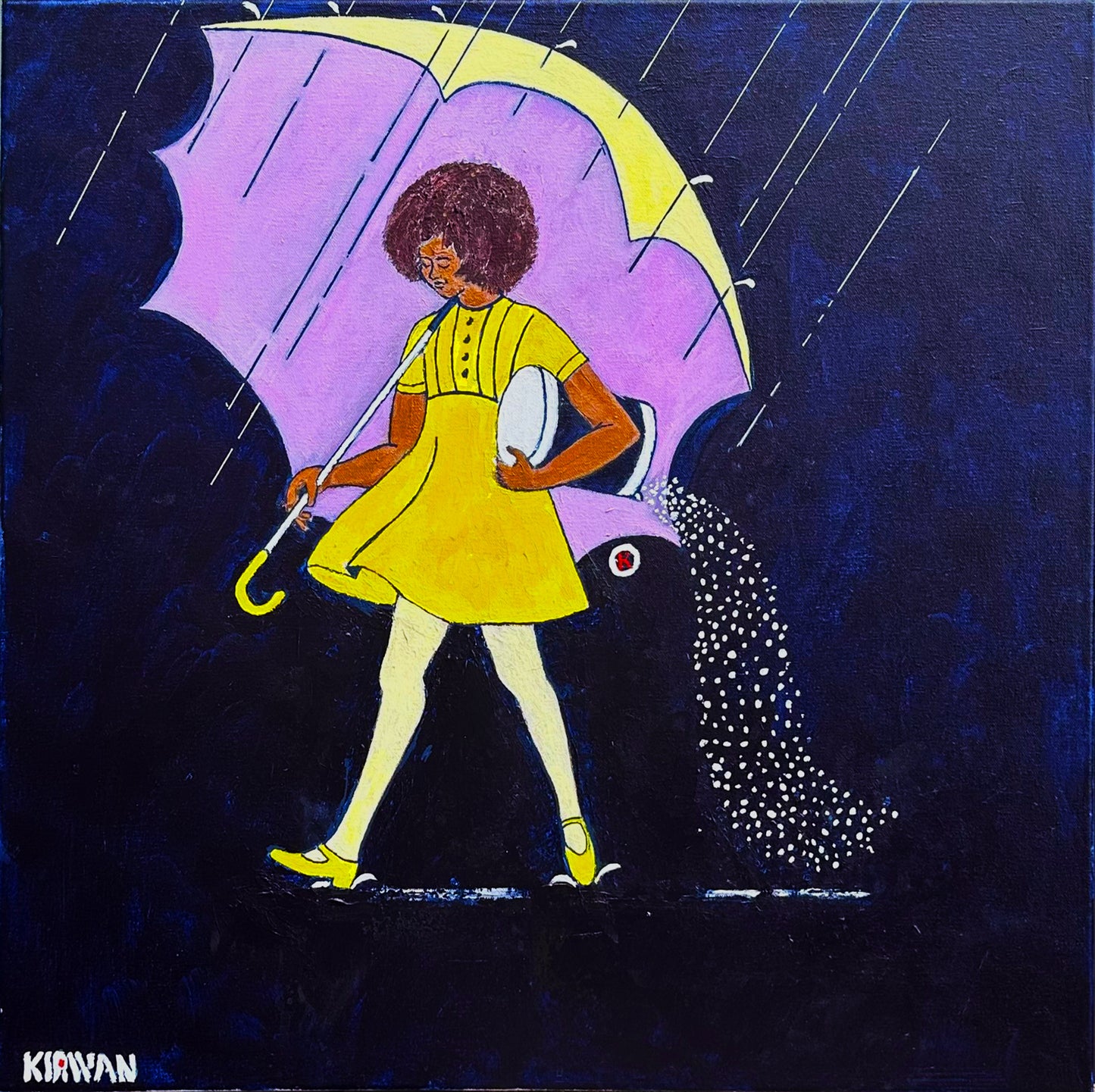 Morton Salt Girl, African Version, Afro hair style, cream tights.