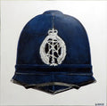 Painting, Helmet, Police Constable, New Zealand Police Helmet Blue Winter Version discontinued 1995. 24"x 24"x 11 13/16"" acrylic on canvas.. dated 1.10.2026