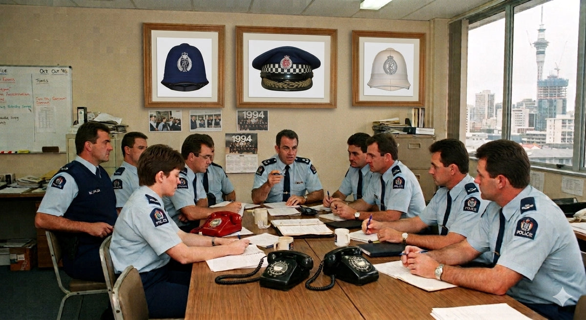 New Zealand Police Visor Cap 1976. Painting