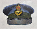 Painting, Royal Air Force, RAF, WW2 Pilot Officer Visor Cap, Boscombe Down Air Field 1944. 22"x28"x1/2" Acrylic on Canvas.
