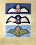 Painting, Insignia, RAF, RCAF, Royal Air Force and Royal Canadian Air Force WW2 Pilot Wings. 16" x 20" on Canvas Panel.