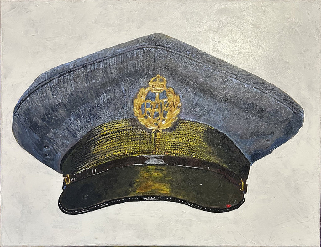 Painting, Royal Air Force, RAF, Ordinary Airman Visor Cap WW2. 22"x28"x1/2" acrylic on canvas.