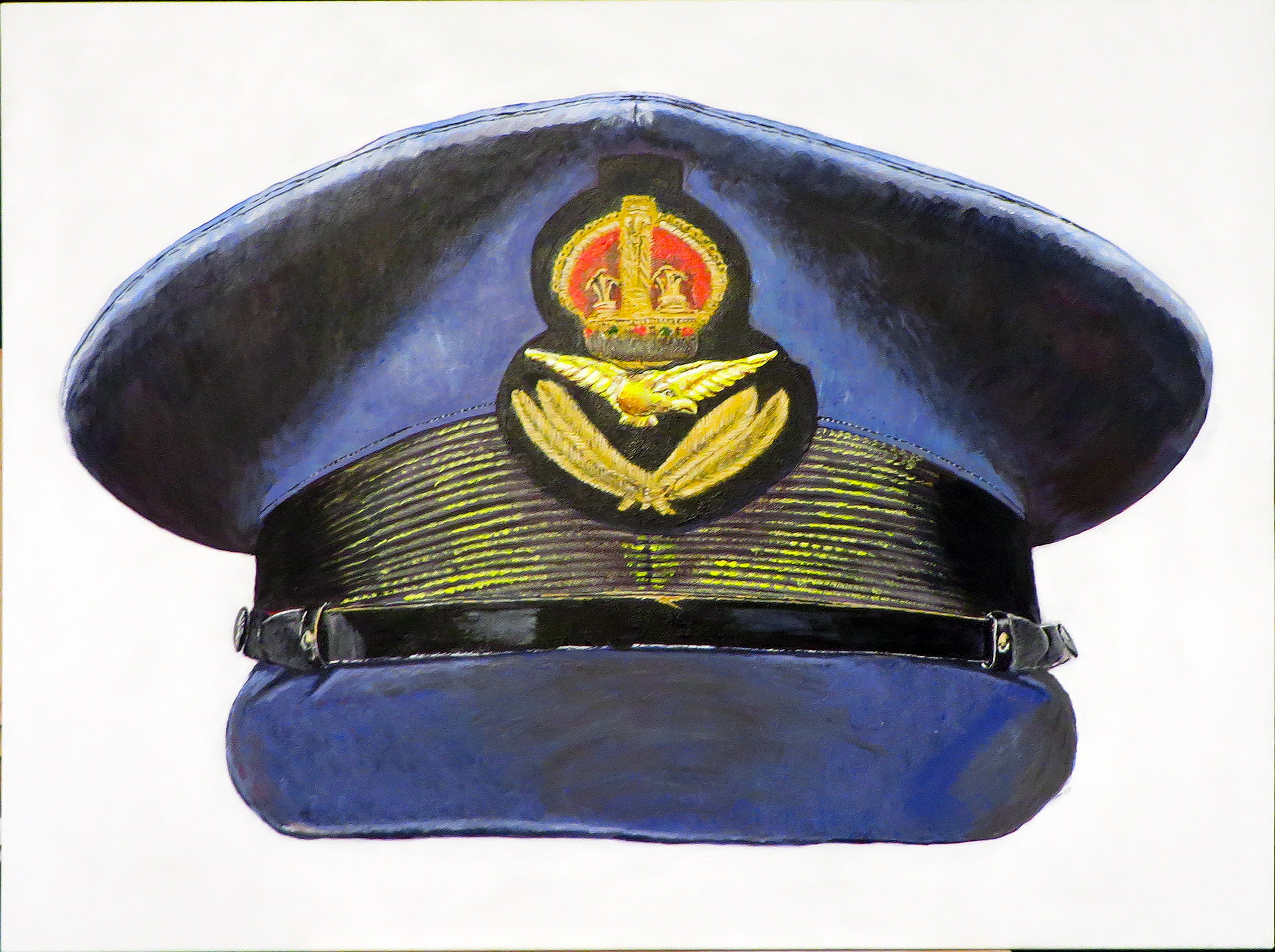 Painting, Royal Air Force, RAF, Ordinary Airman Visor Cap WW2. 22"x28"x1/2" acrylic on canvas.