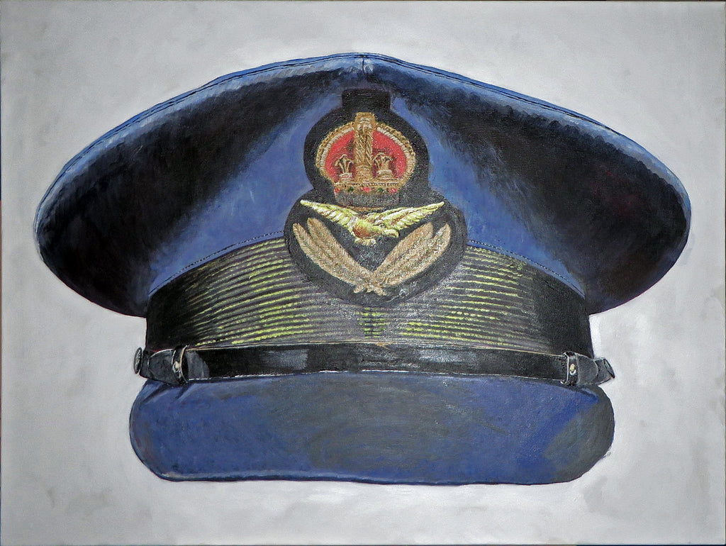 Painting, Royal Air Force, RAF, Ordinary Airman Visor Cap WW2. 22"x28"x1/2" acrylic on canvas.