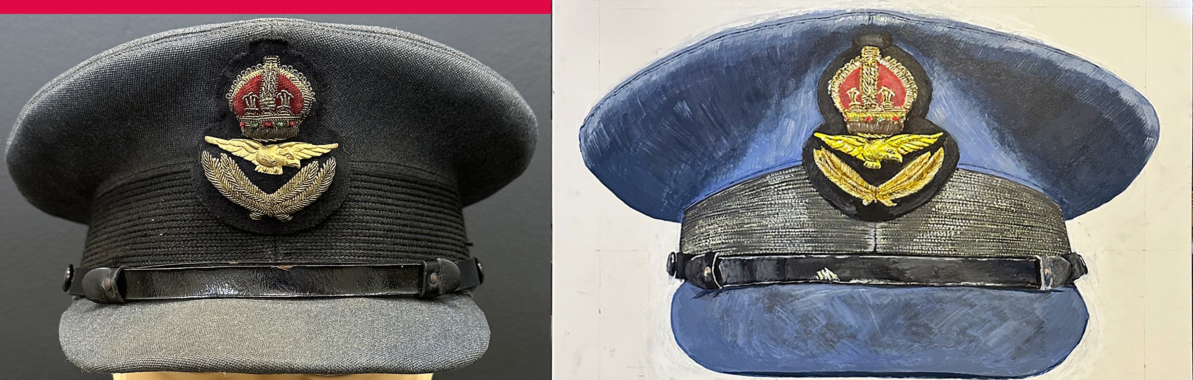 Painting, Royal Air Force, RAF, Ordinary Airman Visor Cap WW2. 22"x28"x1/2" acrylic on canvas.